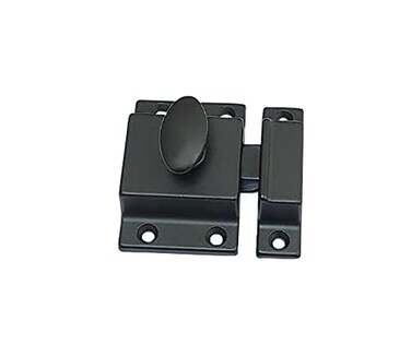 QCAA Traditional Large Oval Turn Cabinet Latch Solid Brass 2 for Cupboard Other Furniture Matte Black 1 Pack Made in Taiwan