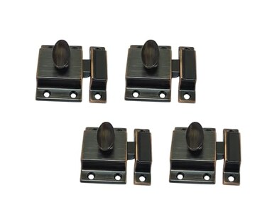 QCAA Traditional Large Oval Turn Cabinet Latch Solid Brass 2 for Cupboard Other Furniture Venetian Classical ORB OilRubbed Bronze 4 Pack Made in Taiwan
