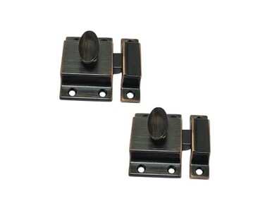 QCAA Traditional Large Oval Turn Cabinet Latch Solid Brass 2 for Cupboard Other Furniture Venetian Classical ORB OilRubbed Bronze 2 Pack Made in Taiwan