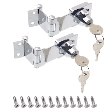 KIBBEH 2 Pack Door Lock Hasp Latchs Collapsible Solid 304 Stainless Steel File Cabinet Lock Desk Drawer Lock for 90 Degree and 180 Degree Drawers Dabinets Doors Flip Barn Door Universal Key