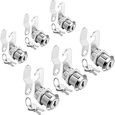 Sartatue Cam Locks Keyed Alike 1 Cabinet Lock Fits on 34 Max Door Thickness Secure File Drawer Mailbox RV Storage Replacement Set Zinc Alloy 1 Inch 6Pcs