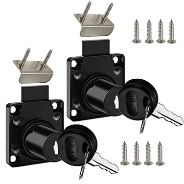 Junrbx Cabinet Drawer LockMailbox Lock Model CT13822for Fixing Important Documents and Drawers Opening Diameter 075inch19MM Suitable for Door Panels with A Thickness of 17 mm22 mm 2 PCS Black