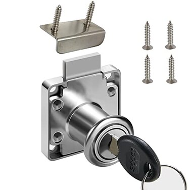 Junrbx Cabinet Drawer LockMailbox Lock Model CT13822for Fixing Important Documents and Drawers Hole Diameter 075inch19MM Suitable for Door Panels with A Thickness of 17 mm22 mm Silver