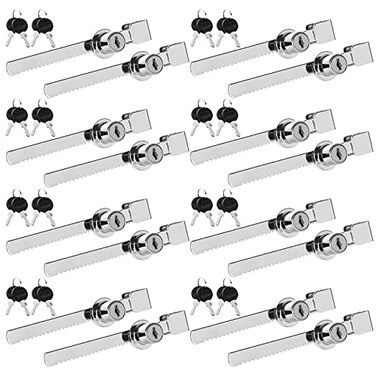 FengWu 16 Pack Display Case with Sliding Glass Door and Ratchet Lock Security Glass Case Keyed Alike