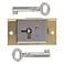 UNIQANTIQ HARDWARE SUPPLY Small Right Hand Cabinet Door or Drawer Brass Plated Half Mortise Lock wTwo Skeleton Keys HL5SB