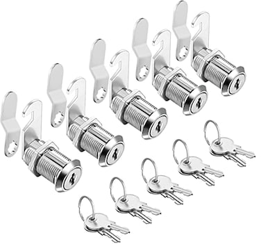 Sissinda Cam Locks Cabinet Locks Keyed Alike118Inch Cylinder Fits on 09Inch Max Panel ThicknessSecure Drawer RV Camper StorageZinc Alloy118Inch 5Pcs