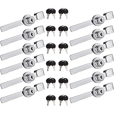 GRRONZEE 12Pack Display Case Lock Showcase Lock for Sliding Glass Door with 24 Keys Keyed Alike