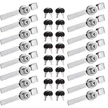 GRRONZEE 16Pack Display Case Lock Showcase Locks for Sliding Glass Door Display Case Locks with 32 Keys Keyed Alike
