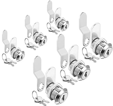 Sartatue Cabinet Cam Locks Keyed Alike 58 Fits on 38 Max Door Thickness Secure File Drawer Mailbox RV Storage Replacement Set Zinc Alloy 58 Inch 6Pcs