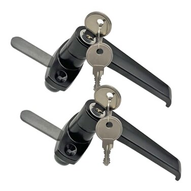 PUROCEAN 2 Sets Purocean Level Handle Cam LockLType Locking Door HandleCabinet Handle LockBlack