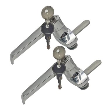 PUROCEAN 2 Sets Level Handle Cam LockLType Locking Door HandleCabinet Handle Lock Chrome PX058 Left