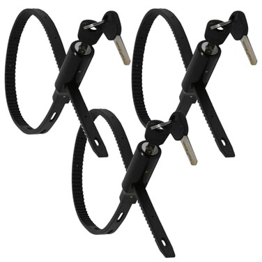 Urban August MultiPurpose Keyed Adjustable Zip Tie Lock 3 Pack Keyed Alike Black Stainless Steel Refrigerator Cabinet Bike Stroller Helmet Lock