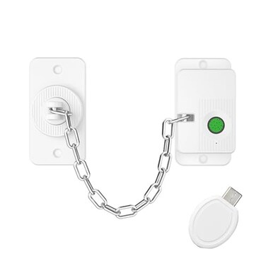 CMINGJ CMNGJ Fingerprint Cabinet Lock Adjustable Smart Child Safety Lock OneTouch Unlock for Drawers Cabinets White Fingerprint Lock with Adjustable Iron Chain
