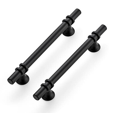 Ravinte 20 Pack 738 Inch Cabinet Pulls Kitchen Cupboard Handles with Round Base Matte Black Drawer Pulls Cabinet Handles 738 Length5 Hole Center