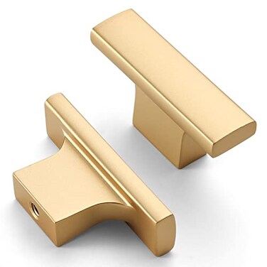 Amerdeco 10 Pack Brushed Gold Cabinet Knobs 2 Inch 50MM Single Hole Cabinet Pulls Kitchen Cabinet Knobs Drawer Knobs ZH0026
