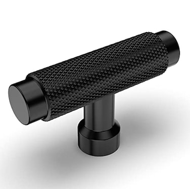 Amerdeco 10 Pack Matte Black Cabinet Knobs 2 Inch Length Single Hole T Bar Kitchen Cabinet Knob Knurled Cabinet Pulls for Drawer Dresser Cupboard ZH0034
