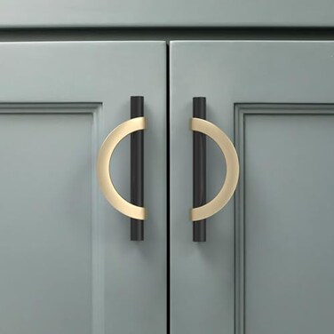 Amerdeco 6 Pack Black Brushed Gold Cabinet Pulls 375 Inch96MM Hole Centers Kitchen Cabinet Handles Hardware Kitchen Handles for Cabinets Cupboard Handles Drawer Pulls
