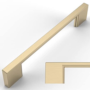 Amerdeco 10 Pack Brushed Brass Cabinet Pulls 5 Inch128MM Hole Centers Kitchen Cabinet Handles Cabinet Hardware Kitchen Handles for Cabinets Cupboard Handles Drawer Pulls ZH0060