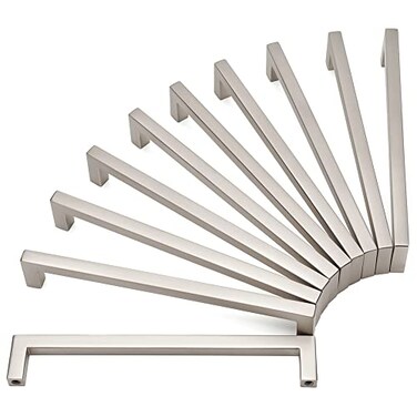 KOOFIZO Solid Square Bar Cabinet Handle Brushed Nickel Furniture Pull 63 Inch160mm Screwhole Distance 10Pack for Kitchen Cupboard Door Bedroom Dresser Drawer Bathroom Wardrobe Hardware