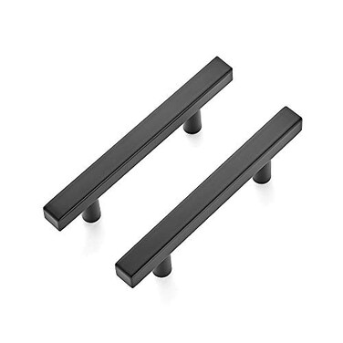Ravinte 10 Pack 5 inch Square Cabinet Pulls Matte Black Stainless Steel Kitchen Drawer Pulls Cabinet Handles 5Length 3 Hole Center