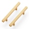 Ravinte 10 Pack Brass 3 Inch Hole Center Champagne Gold Handles Square Cabinet Hardware Stainless Steel Pulls for Kitchen Cupboard Drawers 5 Inch Overall Length