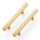 Ravinte 10 Pack Brass 3 Inch Hole Center Champagne Gold Handles Square Cabinet Hardware Stainless Steel Pulls for Kitchen Cupboard Drawers 5 Inch Overall Length