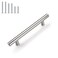 Gobrico 30 Pack 4 102mm Hole Center Cabinet Pulls Satin Nickel Kitchen Cabinet Handles Stainless Steel Drawer Pulls Euro Bar Cabinet Hardware Kitchen Cupboard Pull 638 Total Length