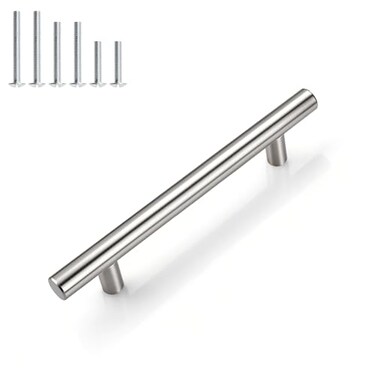 Gobrico 30 Pack 4 102mm Hole Center Cabinet Pulls Satin Nickel Kitchen Cabinet Handles Stainless Steel Drawer Pulls Euro Bar Cabinet Hardware Kitchen Cupboard Pull 638 Total Length