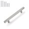 Gobrico 30 Pack 4 102mm Hole Center Cabinet Pulls Satin Nickel Kitchen Cabinet Handles Stainless Steel Drawer Pulls Euro Bar Cabinet Hardware Kitchen Cupboard Pull 638 Total Length