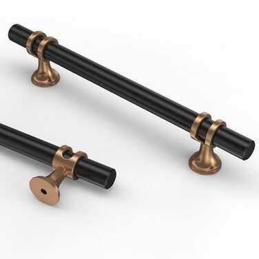 Asidrama 10 Pack 5 Inch128mm Champagne Bronze and Matte Black Kitchen Cabinet Handles Cabinet Pulls Kitchen Cabinet Hardware Cupboard Handles Drawer Pulls