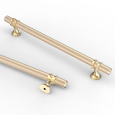 Asidrama 10 Pack 75 Inch192mm Knurled Brushed Brass Kitchen Cabinet Handles Glod Cabinet Pulls Kitchen Cabinet Hardware Cupboard Handles Drawer Pulls