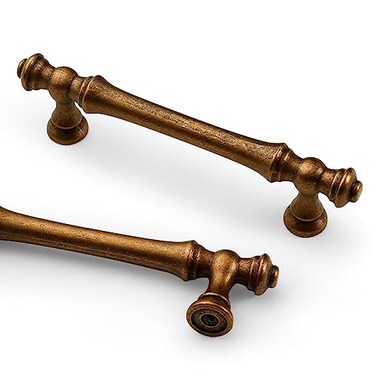 Asidrama 10 Pack 375 Inch96mm Antique Brass Kitchen Cabinet Handles Vintage Retro Cabinet Pulls Kitchen Cabinet Hardware for Cupboard Drawer Pulls