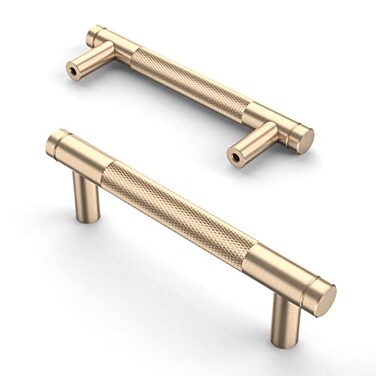 Asidrama 10 Pack 375 Inch96mm Gold Cabinet Pulls Knurled Cabinet Handles Cupboard Handles Kitchen Cabinet Hardware for Cupboard Drawer Pulls