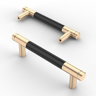 Asidrama 10 Pack 375 Inch96mm Matte Black Cabinet Pulls Knurled Cabinet Handles Gold Cupboard Handles Kitchen Cabinet Hardware for Cupboard Drawer Pulls