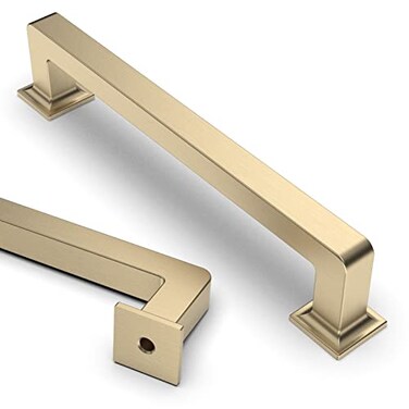 Asidrama 10 Pack 5 Inch128mm Brushed Brass Kitchen Cabinet Handles Gold Cabinet Pulls Kitchen Cabinet Hardware Cupboard Handles Drawer Pulls