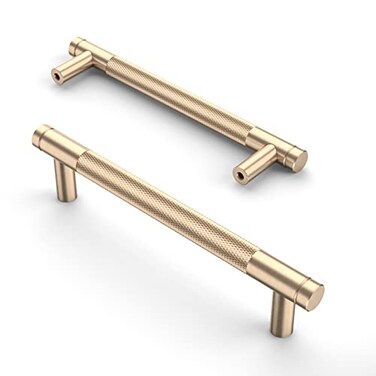 Asidrama 10 Pack 5 Inch128mm Gold Cabinet Pulls Knurled Cabinet Handles Cupboard Handles Kitchen Cabinet Hardware for Cupboard Drawer Pulls