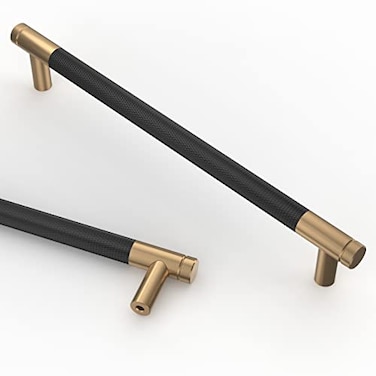 Asidrama 10 Pack 75 Inch192mm Matte Black and Champagne Bronze Cabinet Pulls Knurled Cabinet Handles Cupboard Handles Kitchen Cabinet Hardware for Cupboard Drawer Pulls