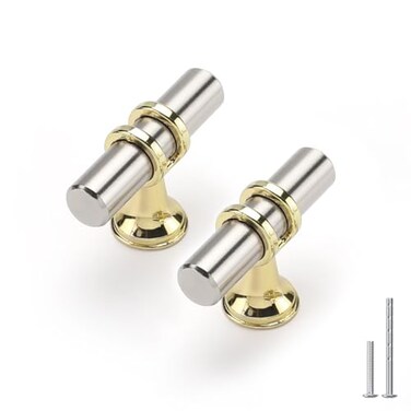 Rergy 10 Pack Brushed Nickel Cabinet KnobsGold Cabinet KnobsHeavyDuty Kitchen HandlesRustResistant Zinc Alloy Drawer Handles for CupboardClosetBathroom
