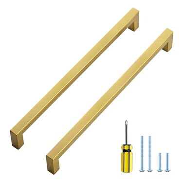 Ravinte Gold Cabinet Pulls Brushed Brass Kitchen Cabinet Handles Come with Screwdriver 10 in Hole Center 5 Pack