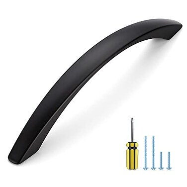 Ravinte 10 Pack Cabinet Pulls 5 Inch Matte Black Curved Drawer Pulls for Kitchen Cupboard Arch Pulls for Dresser Drawer Cabinet Hardware Come with Screwdriver