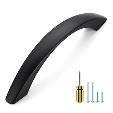 Ravinte 10 Pack Cabinet Pulls 334 Inch Matte Black Curved Drawer Pulls for Kitchen Cupboard Arch Pulls for Dresser Drawer Cabinet Hardware Come with Screwdriver