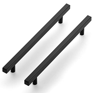 Ravinte Black Cabinet Handles 30 Pack 8 inch Matte Black Square Cabinet Pulls Black Kitchen Hardware 11 inch Overall Length Black Kitchen Drawer Pulls