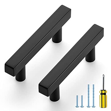 Ravinte Black Cabinet Handles 10 Pack 212 inch Matte Black Square Cabinet Pulls Black Kitchen Hardware 4 inch Overall Length Black Kitchen Drawer Pulls