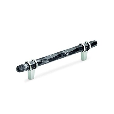 Amerock Cabinet Pull Marble BlackPolished Nickel 5116 inch 128 mm CentertoCenter Carrione 1 Pack Drawer Pull Drawer Handle Cabinet Hardware