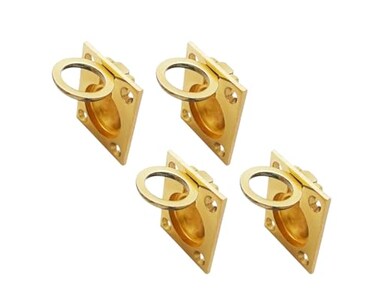 QCAA Solid Brass Flush Ring Pull 365 x45 mm Polished Brass US3 4 Pack