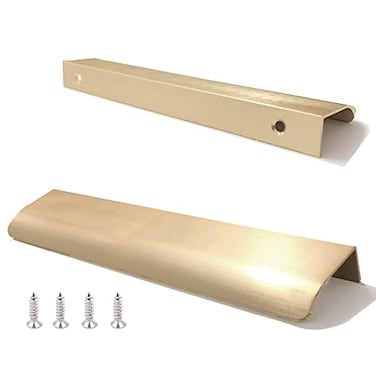 JOOJA 10 Pack Gold Modern Style Finger Edge Pull Furniture DrawerHandles Hidden Cabinet Kitchen Drawer Handles Knobs Gold 150mm