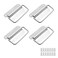 Jiozermi 4 Pcs Chest Handles 3 Inch Pull Handles with Screws Stainless Steel Foldable Pull Ring Handle for Toolbox Heavy Duty Surface Mount Case Handle Silver