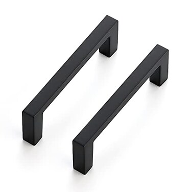Ravinte 25 Pack Matte Black Cabinet Pulls 3 Inch 76mm Hole Center Slim Kitchen Handles Square Drawer Pulls for Cabinets Cupboards Hardware