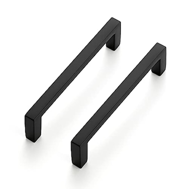 Ravinte 25 Pack Matte Black Cabinet Pulls 334 Inch 96mm Hole Center Slim Kitchen Handles Square Drawer Pulls for Cabinets Cupboards Hardware