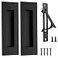Malimali 6 Inch Recessed Finger Flush Pulls for Pocket Door Closet Door Sliding Barn Door Handle Matte Black Stainless Steel Rectangular Door Edge Pulls Hardware3 Pack B